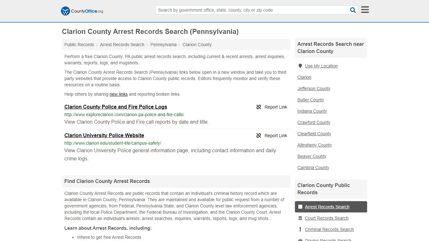 Arrest Records Search - Clarion County, PA (Arrests & Mugshots)